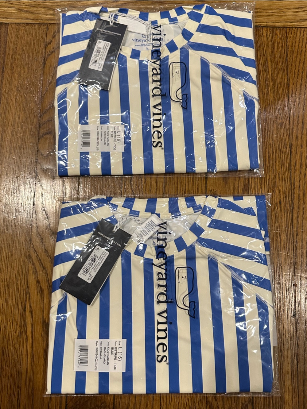 Vineyard Vines Blue and White Striped Kids' Rashguard